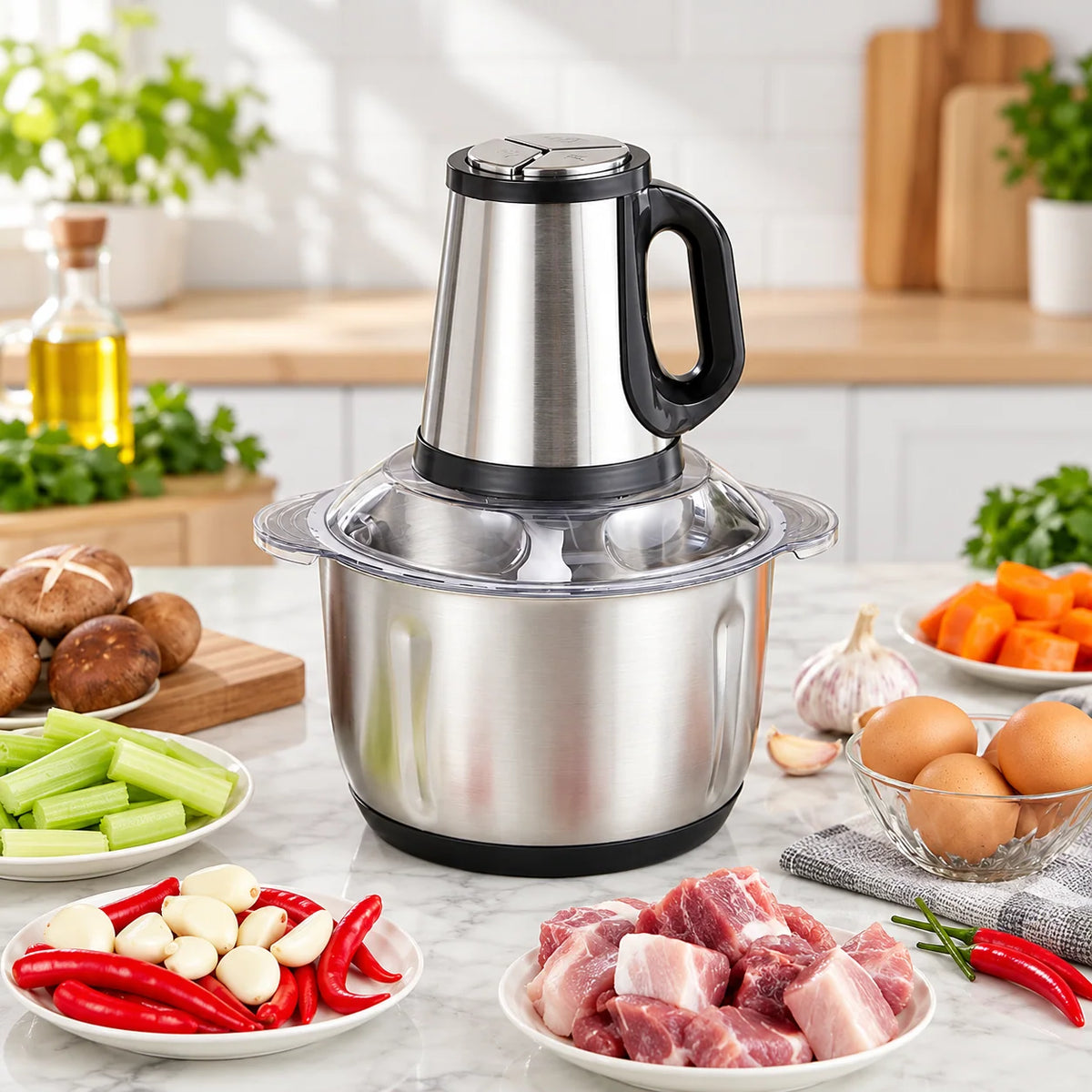 3-Speed Electric Meat Grinder & Vegetable Chopper – Multi-Purpose Food Processor