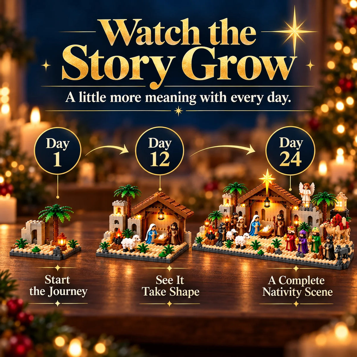 🎄 24-Day Christmas Building Block Advent Calendar – Daily Mini Builds & Festive Display 🎁