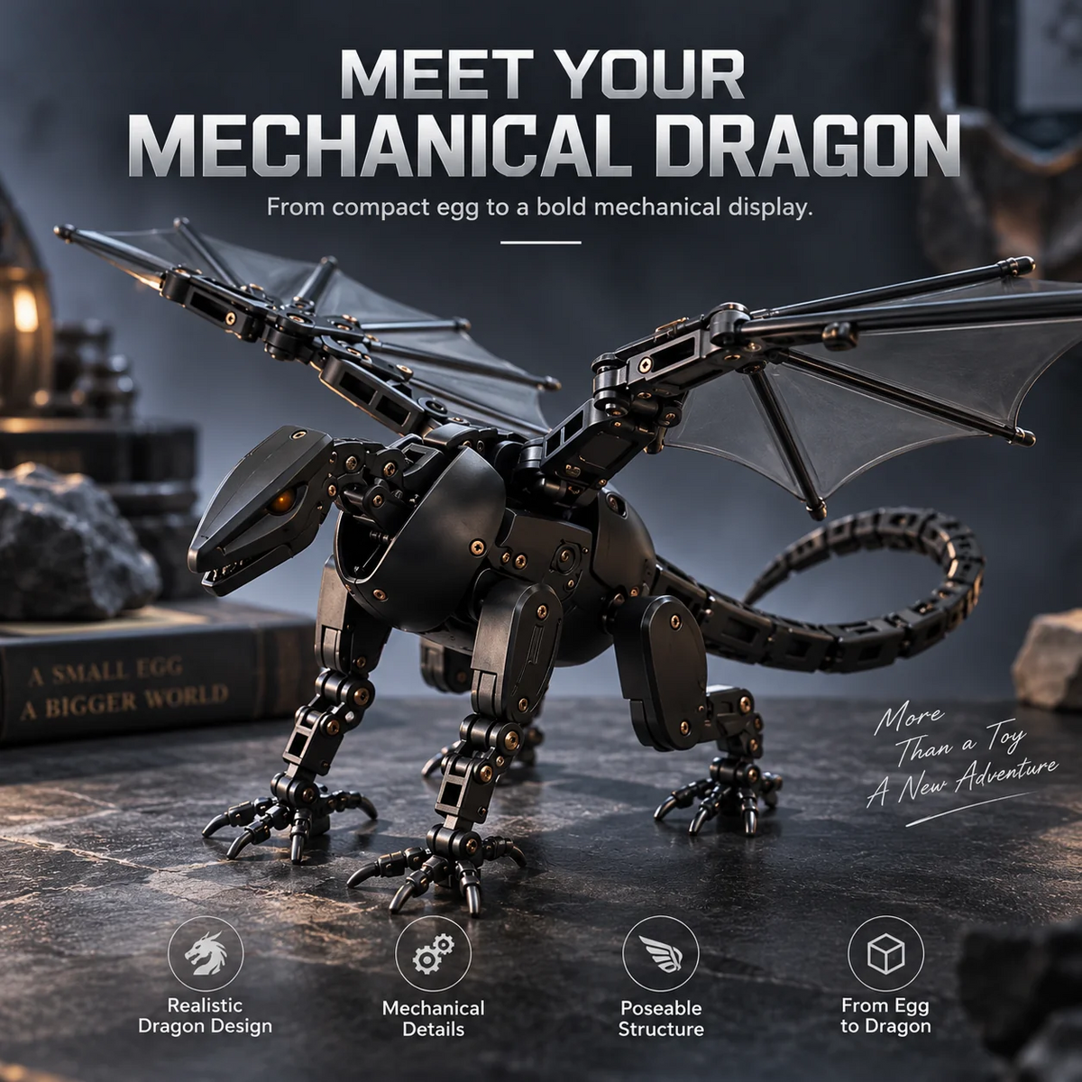 🥚2-in-1 Transforming Mechanical Egg – Dragon, Phoenix & Winged Unicorn