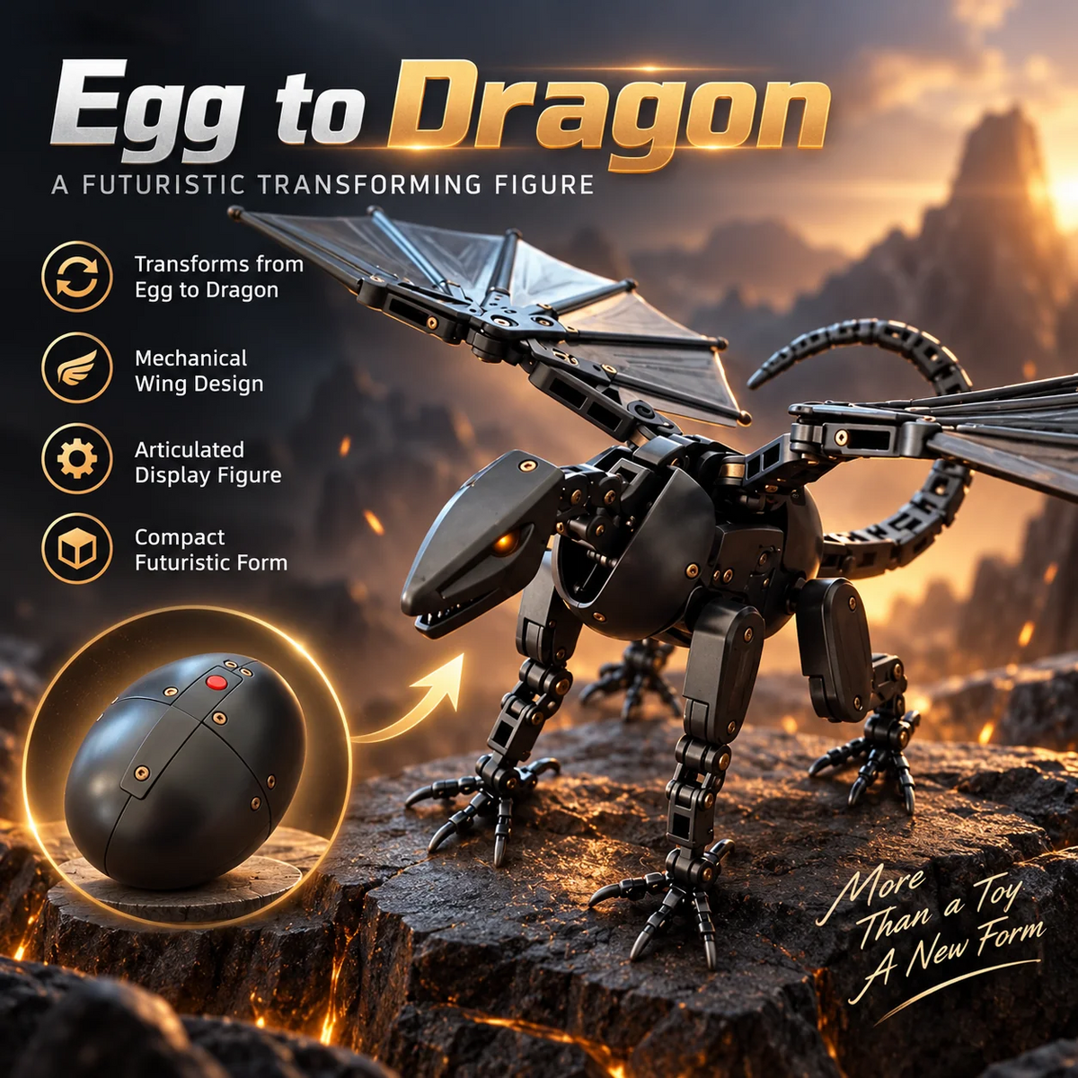 🥚2-in-1 Transforming Mechanical Egg – Dragon, Phoenix & Winged Unicorn