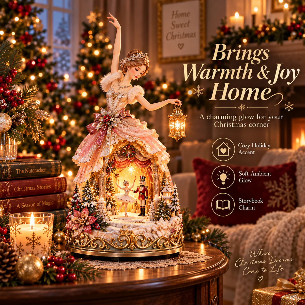 🔥LAST DAY 49% OFF 🩰  Winter Ballerina Story Lamp – Lighted Nutcracker Christmas Tabletop Decor