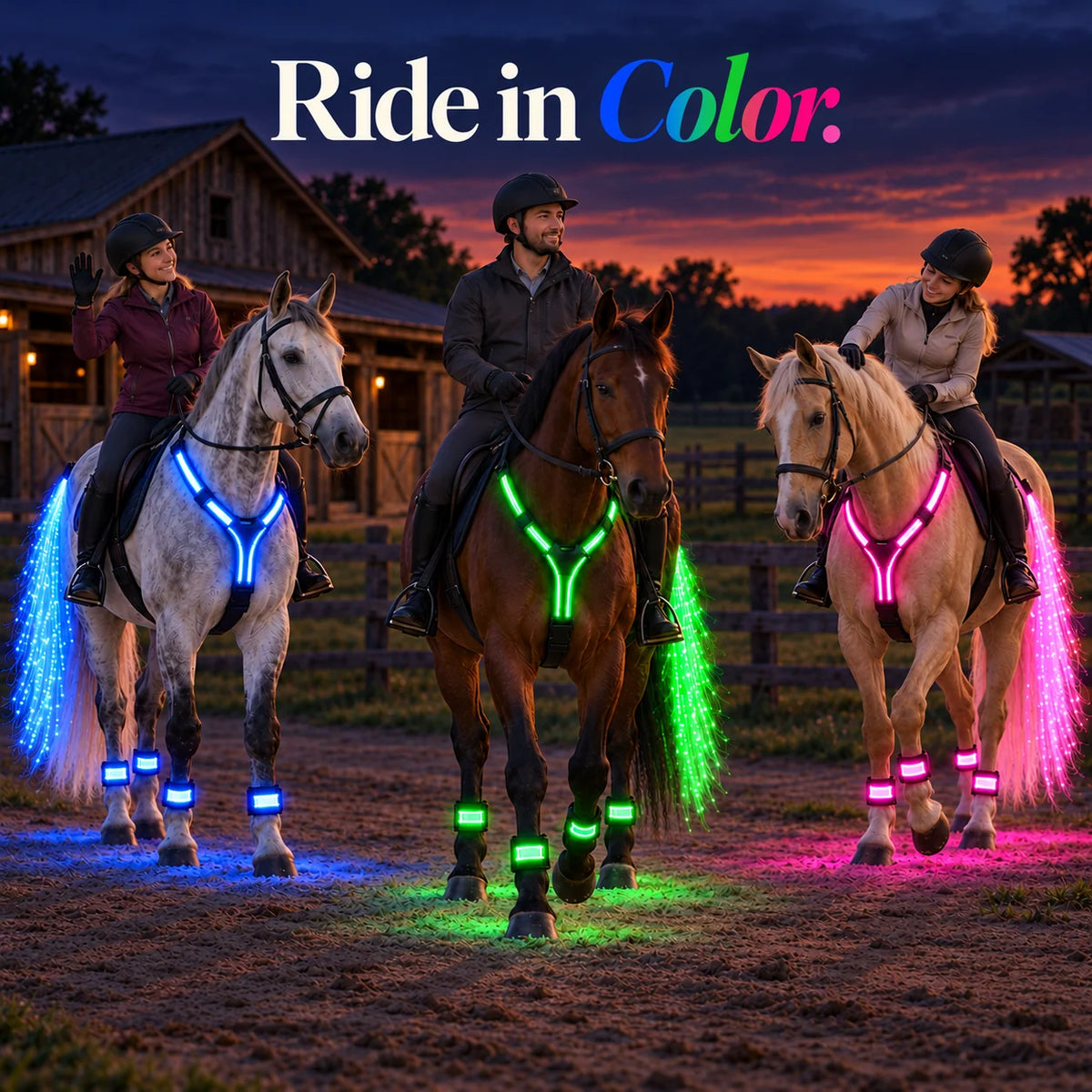 🌈🐎 Ride in Color LED Horse Light Set – Colorful Night Riding Accessories