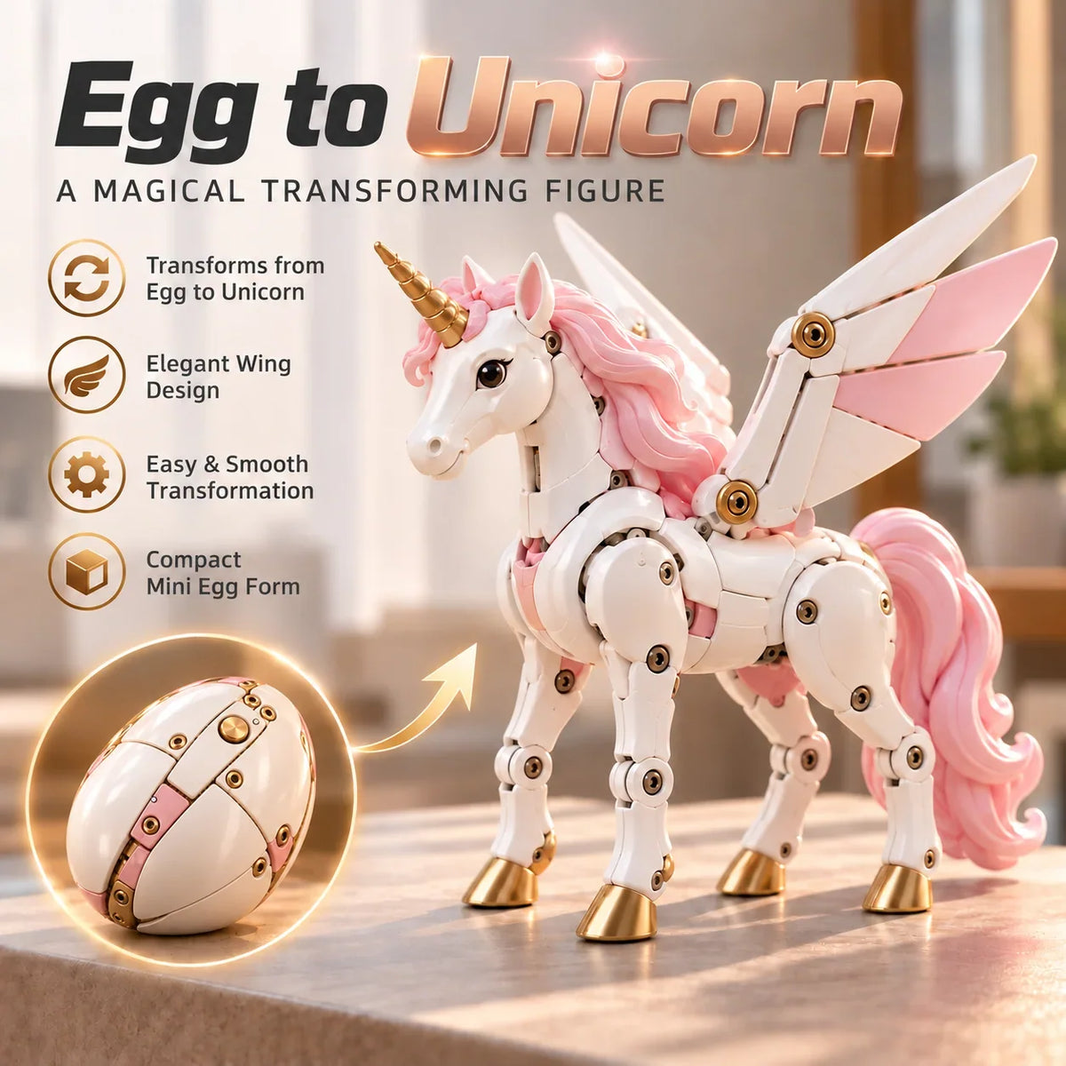 🥚2-in-1 Transforming Mechanical Egg – Dragon, Phoenix & Winged Unicorn