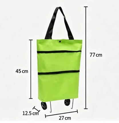 Foldable Grocery Shopping Bag with Wheels – Reusable Rolling Shopping Tote