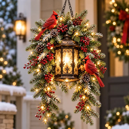 🎄 Christmas Porch Glow – Pre-lit Holiday Lantern & Evergreen Decor | 3 Festive Styles