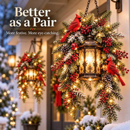 🎄 Christmas Porch Glow – Pre-lit Holiday Lantern & Evergreen Decor | 3 Festive Styles