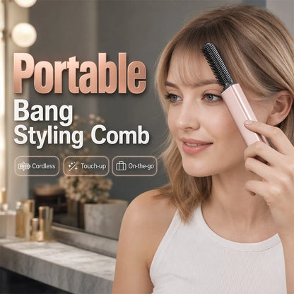 ✨ Portable Cordless Heated Bang Styling Comb – Mini Hair Straightening & Touch-Up Tool