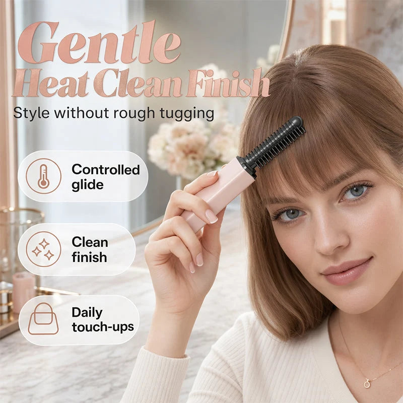 ✨ Portable Cordless Heated Bang Styling Comb – Mini Hair Straightening & Touch-Up Tool