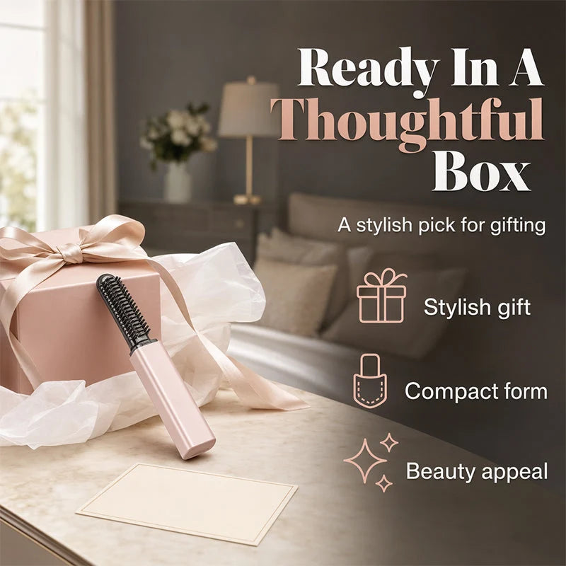 ✨ Portable Cordless Heated Bang Styling Comb – Mini Hair Straightening & Touch-Up Tool