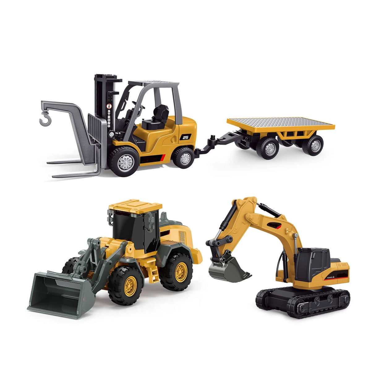 🚜 4-in-1 RC Construction Vehicle Set – Excavator, Dump Truck, Forklift & Bulldozer