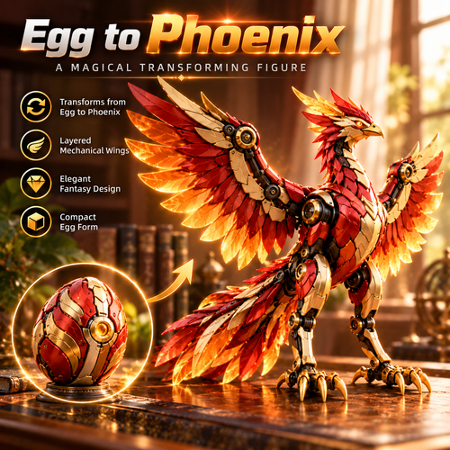 🐦‍🔥 Transforming Mechanical Phoenix Egg – 2-in-1 Winged Fantasy Creature Figure ✨