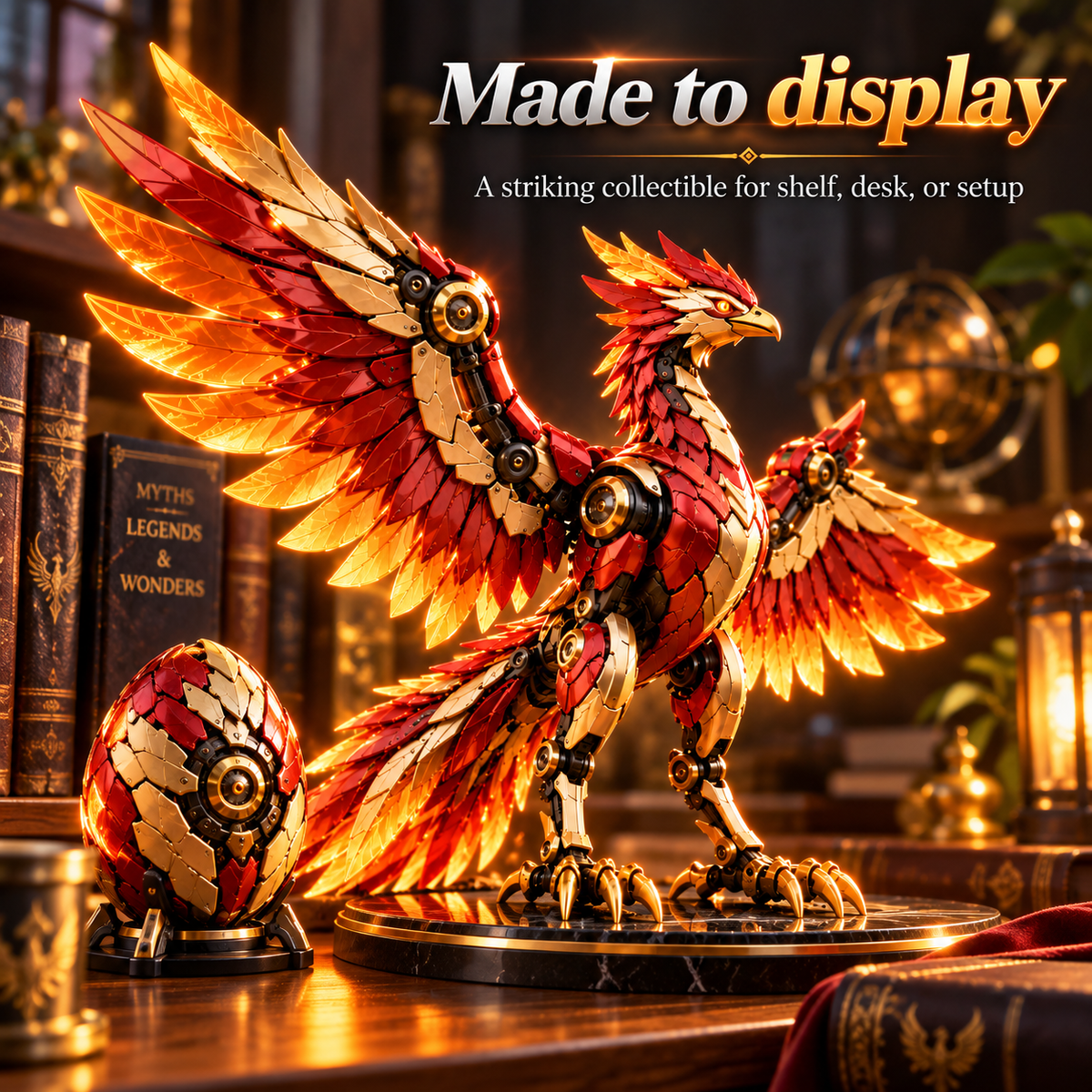 🐦‍🔥 Transforming Mechanical Phoenix Egg – 2-in-1 Winged Fantasy Creature Figure ✨