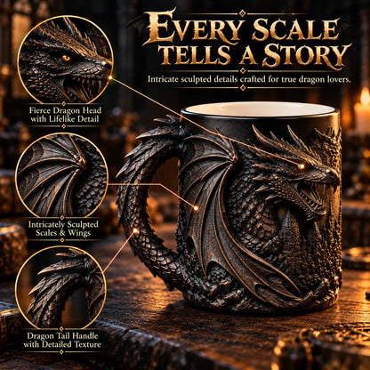 🐉🔥 Dragonfire Heat-Reveal Magic Mug – Color Changing 3D Dragon Coffee Cup