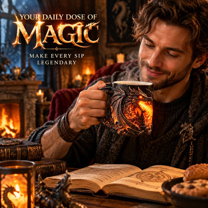 🐉🔥 Dragonfire Heat-Reveal Magic Mug – Color Changing 3D Dragon Coffee Cup