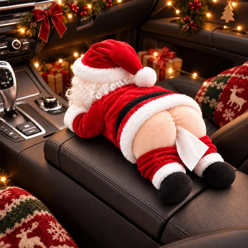 🎅 Funny Santa Butt Tissue Box Holder – Hilarious Christmas Plush Decor & Novelty Gift