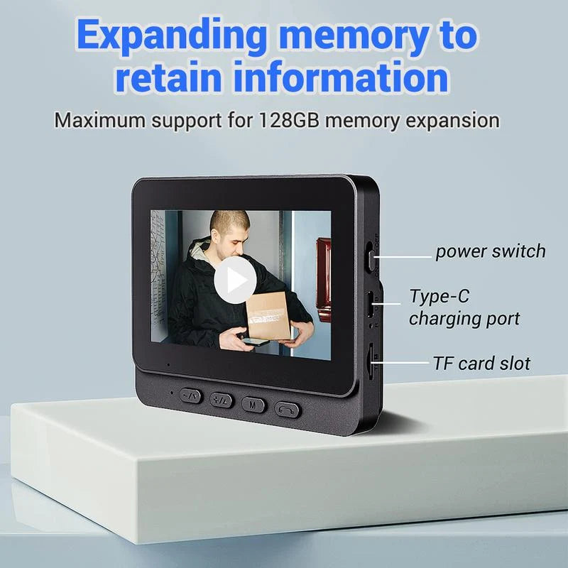 Wireless doorbell camera: 1080P, 170° angle, 4.3-inch screen, IPX65 outdoor waterproof rating, night vision