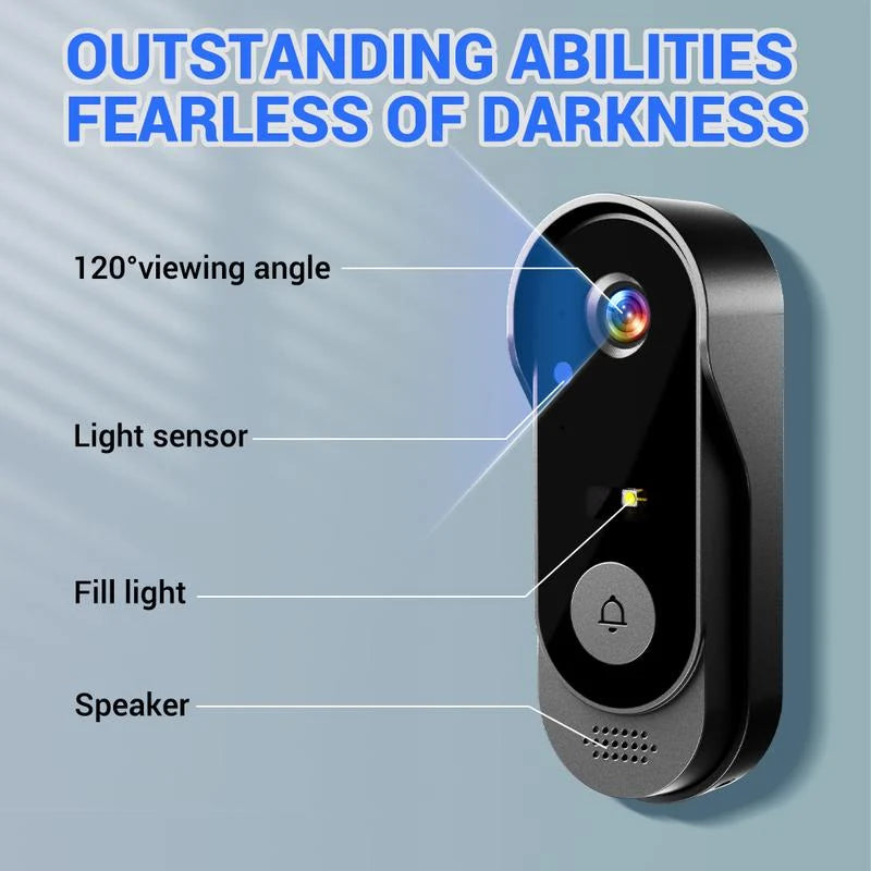 Wireless doorbell camera: 1080P, 170° angle, 4.3-inch screen, IPX65 outdoor waterproof rating, night vision
