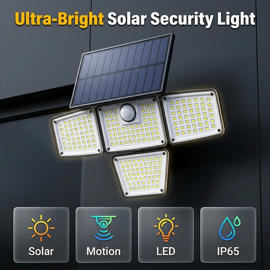 📢📢Letzter Tag – 50 % Rabatt!! ☀️💡 Solar-powered outdoor wall light with 3 heads – motion detector for garden, yard & garage