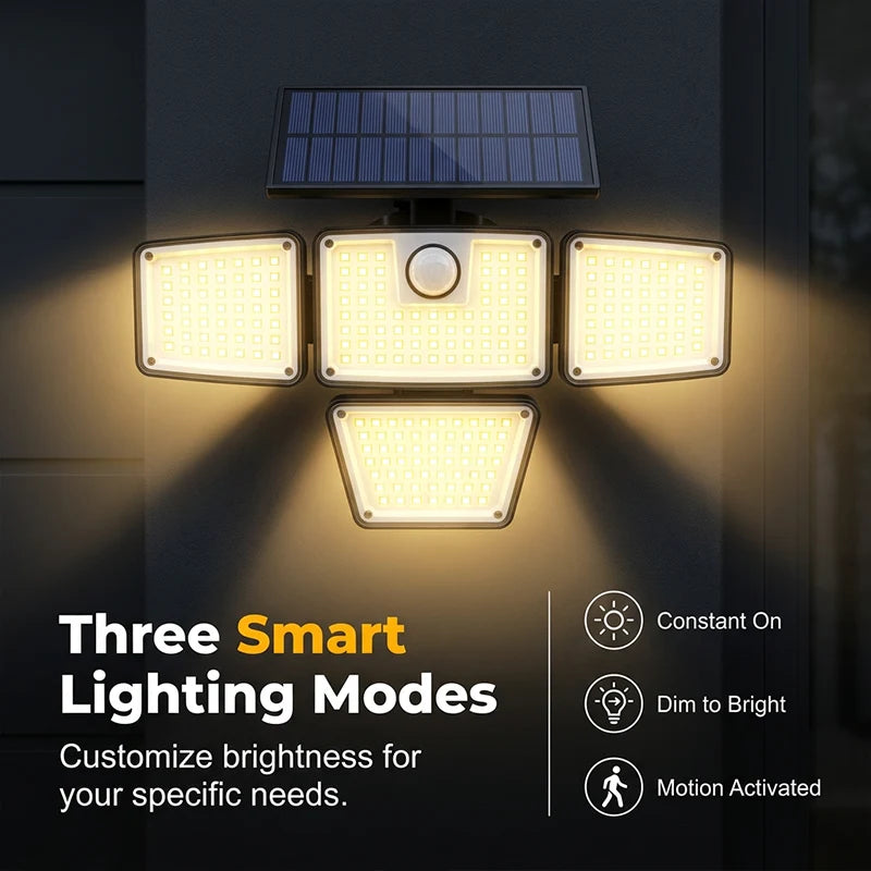 📢📢Letzter Tag – 50 % Rabatt!! ☀️💡 Solar-powered outdoor wall light with 3 heads – motion detector for garden, yard & garage
