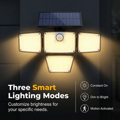 📢📢Letzter Tag – 50 % Rabatt!! ☀️💡 Solar-powered outdoor wall light with 3 heads – motion detector for garden, yard & garage
