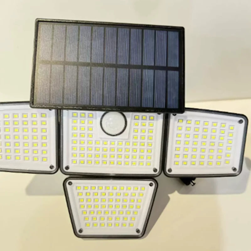 📢📢Letzter Tag – 50 % Rabatt!! ☀️💡 Solar-powered outdoor wall light with 3 heads – motion detector for garden, yard & garage