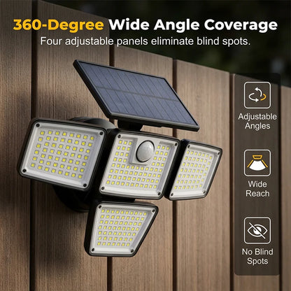 📢📢Letzter Tag – 50 % Rabatt!! ☀️💡 Solar-powered outdoor wall light with 3 heads – motion detector for garden, yard & garage