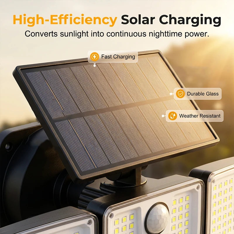 📢📢Letzter Tag – 50 % Rabatt!! ☀️💡 Solar-powered outdoor wall light with 3 heads – motion detector for garden, yard & garage