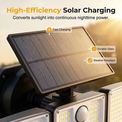 📢📢Letzter Tag – 50 % Rabatt!! ☀️💡 Solar-powered outdoor wall light with 3 heads – motion detector for garden, yard & garage