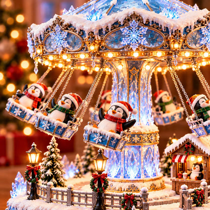 🎄 Christmas Sale 50% Off! 🐧 Penguin Winter Swing Carnival – Light-up Rotating Christmas Decoration ❄️✨