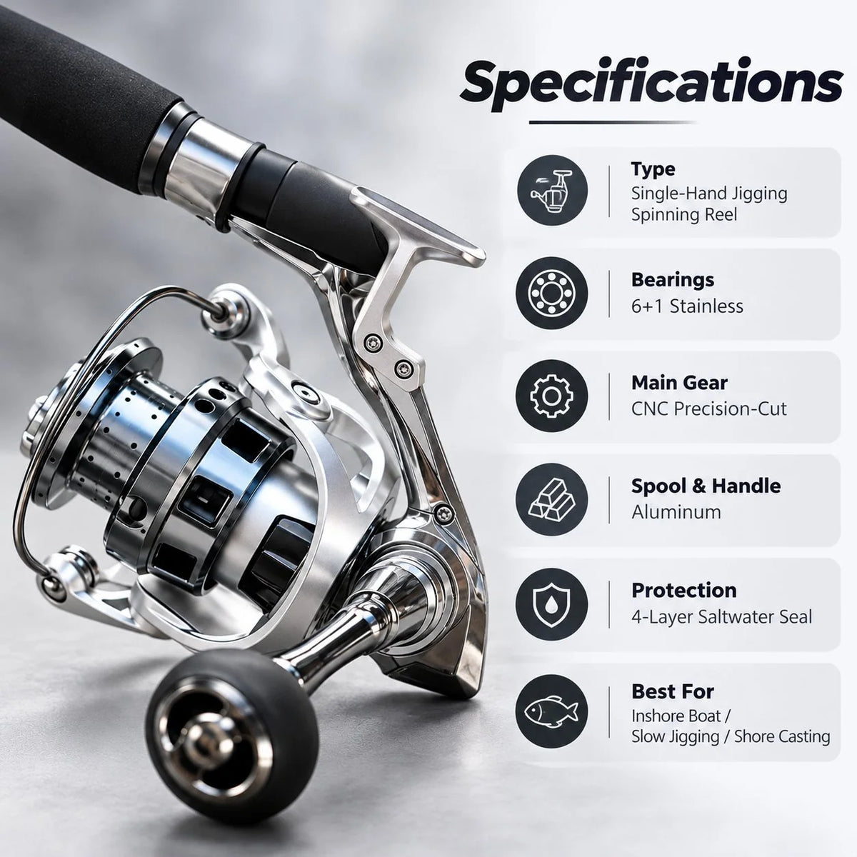 🎣 Single-Hand Jigging Fishing Reel with Thumb Control Lever