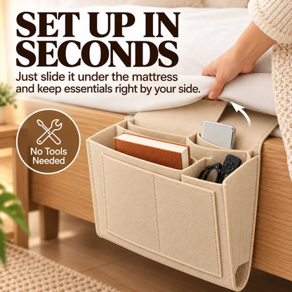 🛏️ Bedside Hanging Organizer – Multi-Pocket Storage Caddy for Bed & Sofa
