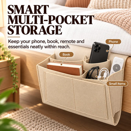 🛏️ Bedside Hanging Organizer – Multi-Pocket Storage Caddy for Bed & Sofa