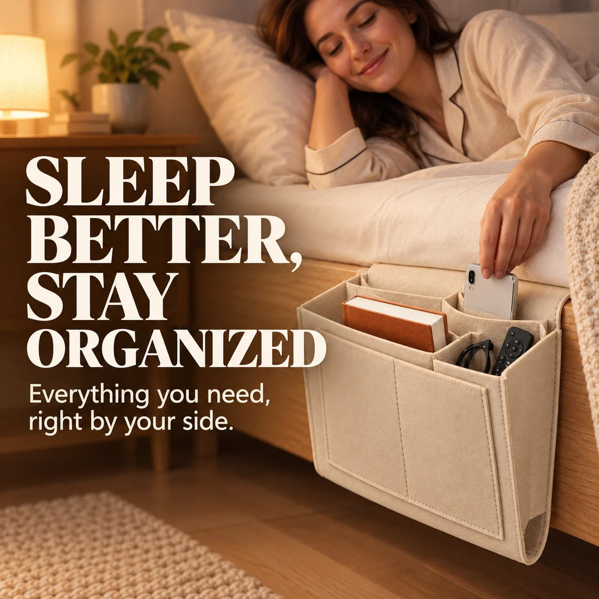 🛏️ Bedside Hanging Organizer – Multi-Pocket Storage Caddy for Bed & Sofa