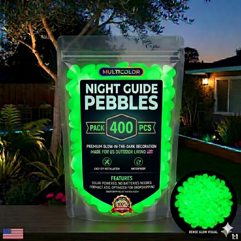 🌈Colorful Glow-in-the-Dark Garden Stones – Luminous Pebbles for Outdoor Decor