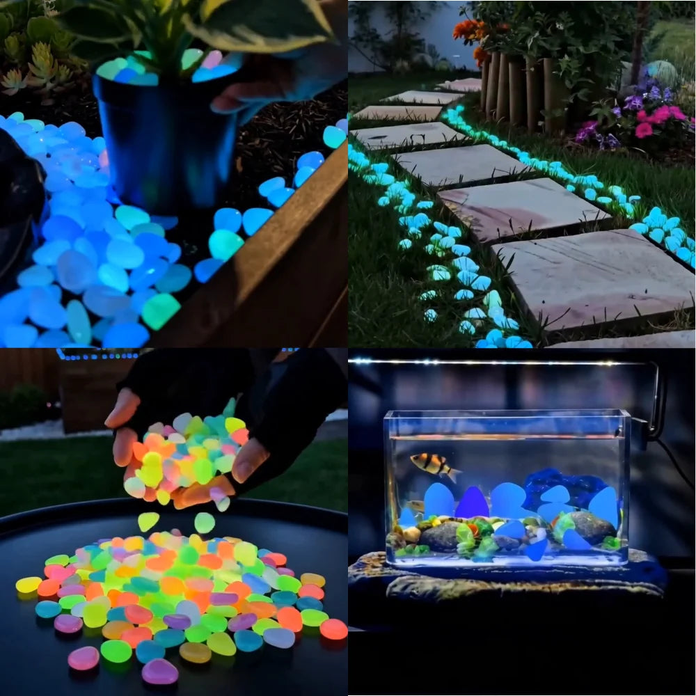 🌈Colorful Glow-in-the-Dark Garden Stones – Luminous Pebbles for Outdoor Decor