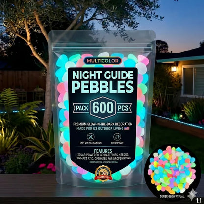 🌈Colorful Glow-in-the-Dark Garden Stones – Luminous Pebbles for Outdoor Decor