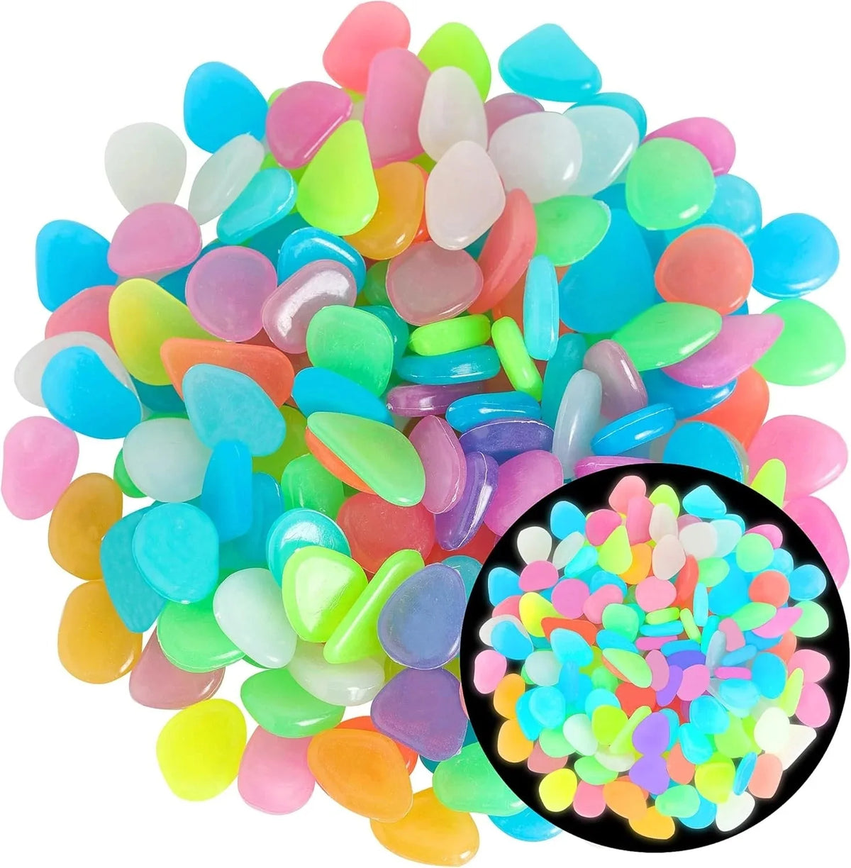🌈Colorful Glow-in-the-Dark Garden Stones – Luminous Pebbles for Outdoor Decor