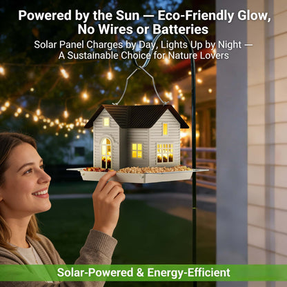 🐦Solar-Powered Hanging Bird Feeder with LED Glow