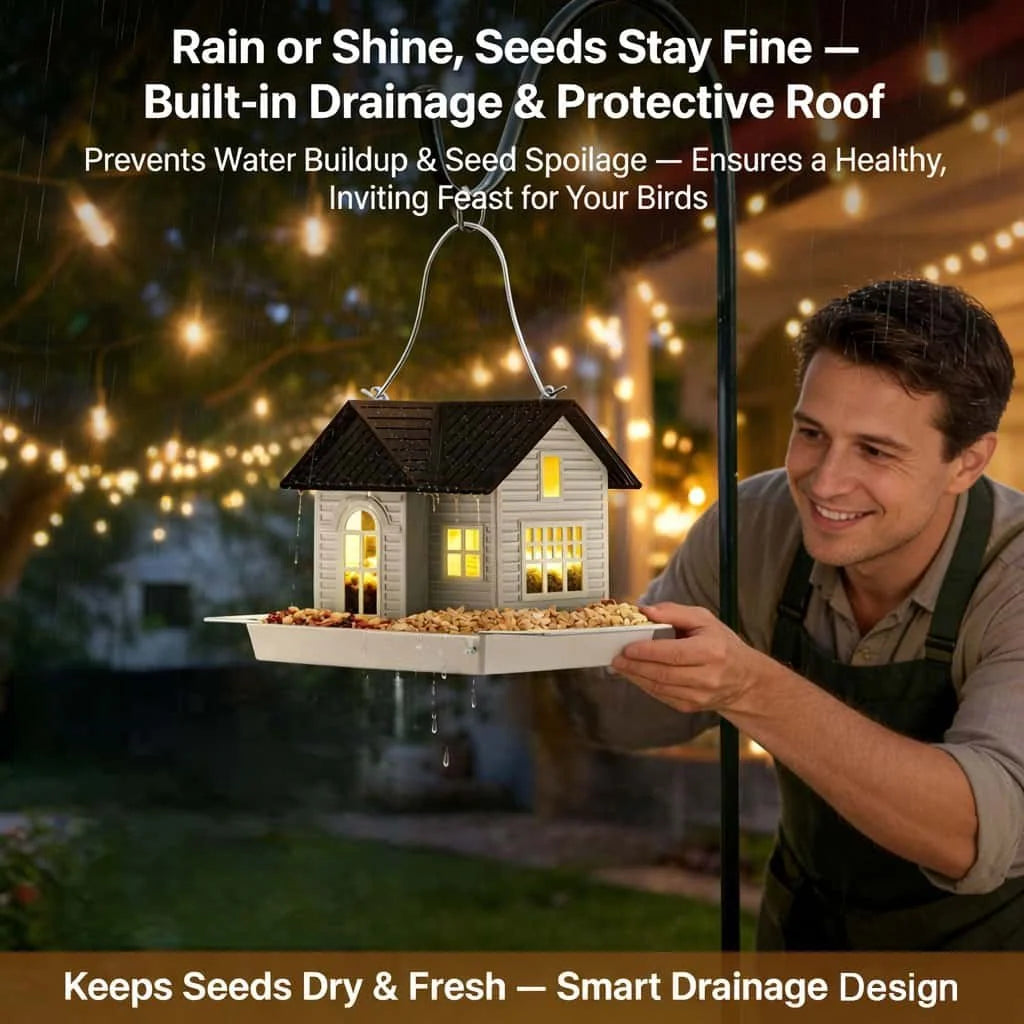 🐦Solar-Powered Hanging Bird Feeder with LED Glow