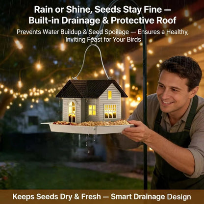 🐦Solar-Powered Hanging Bird Feeder with LED Glow