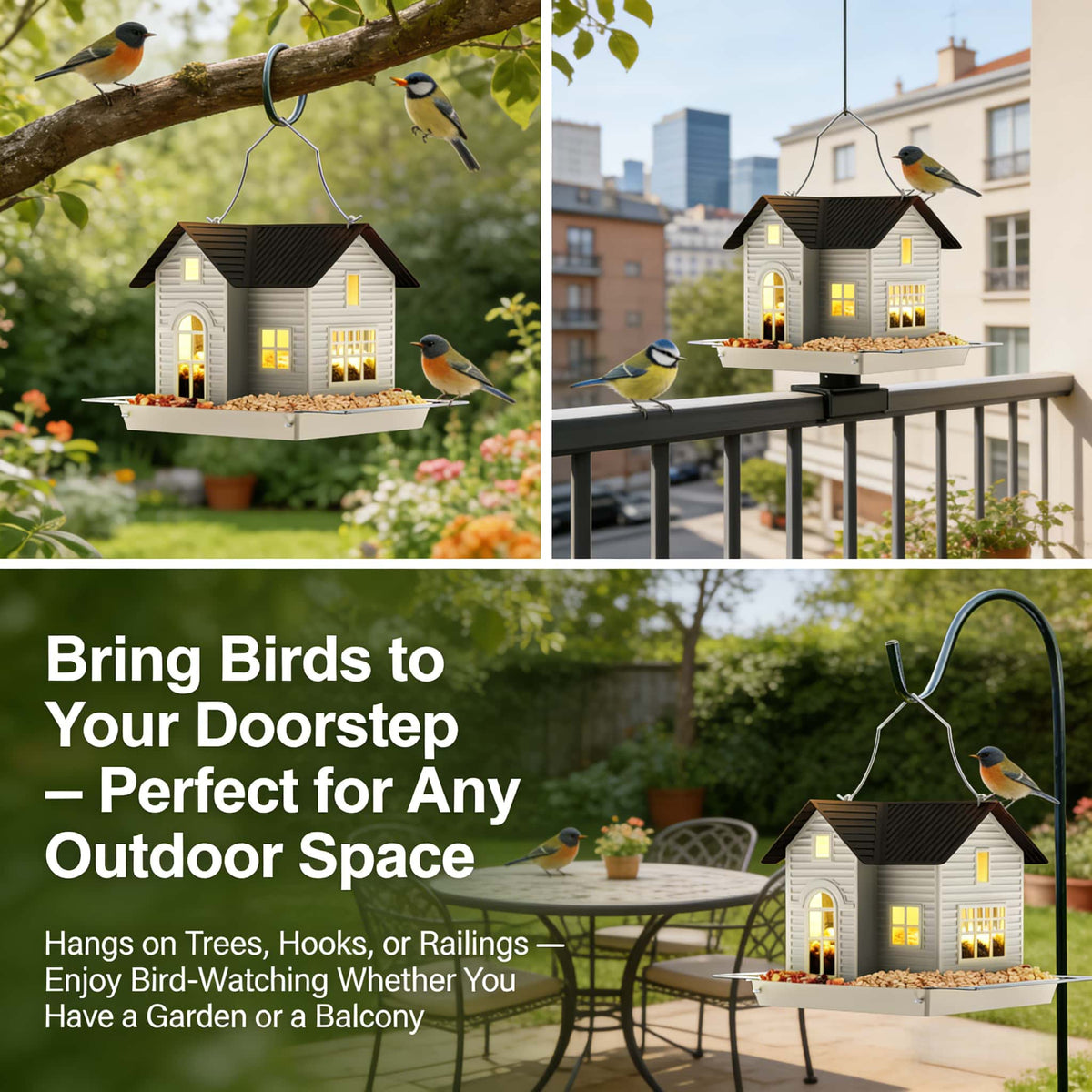 🐦Solar-Powered Hanging Bird Feeder with LED Glow