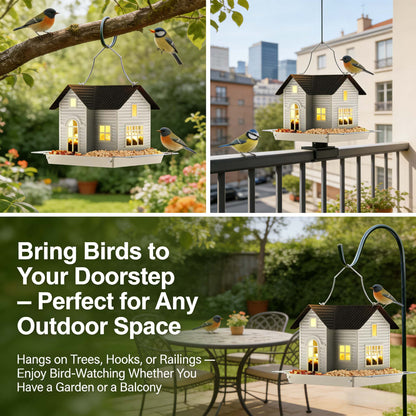 🐦Solar-Powered Hanging Bird Feeder with LED Glow