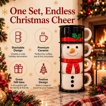 Christmas Mug Set — Sip & Stack Festive Holiday Table Decor & Christmas Gift 🎁