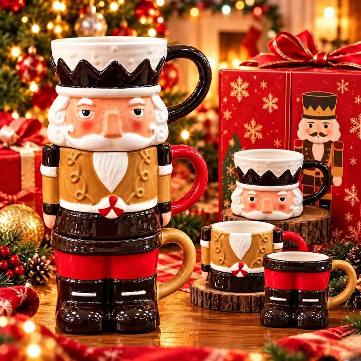 Christmas Mug Set — Sip & Stack Festive Holiday Table Decor & Christmas Gift 🎁
