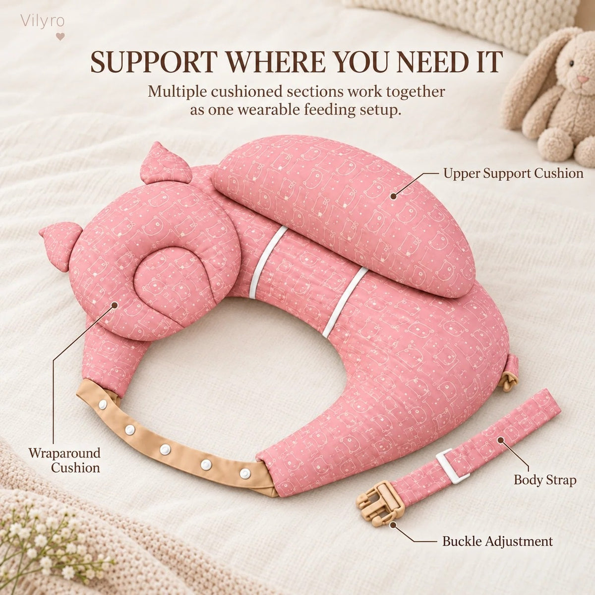 💗Wearable Nursing Pillow with Adjustable Strap – Wraparound Feeding Cushion