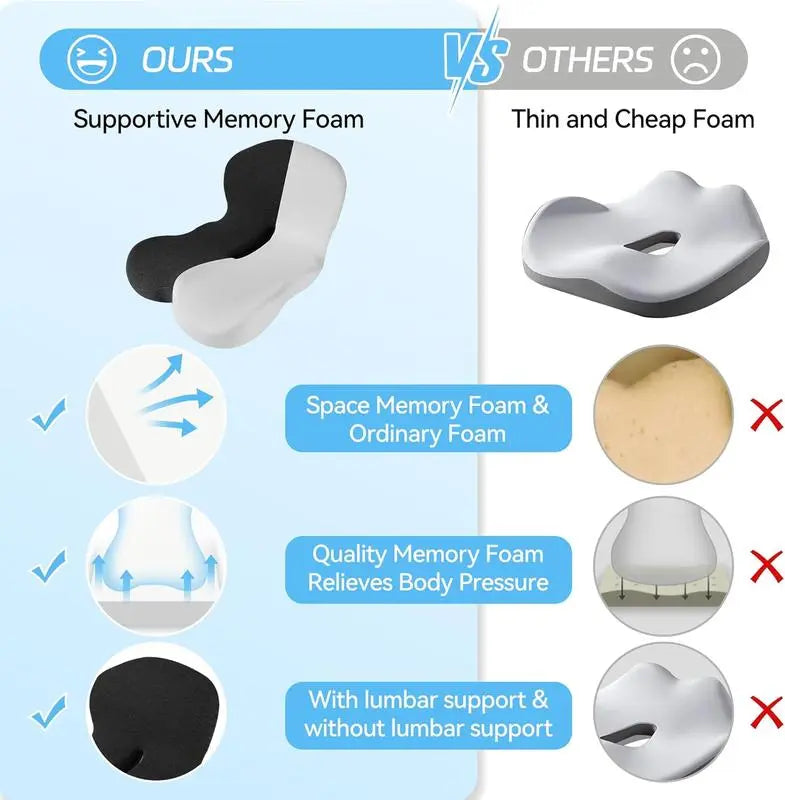 🪑Non-Slip Memory Foam Seat Cushion with Removable Washable Cover