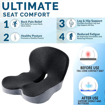 🪑Non-Slip Memory Foam Seat Cushion with Removable Washable Cover