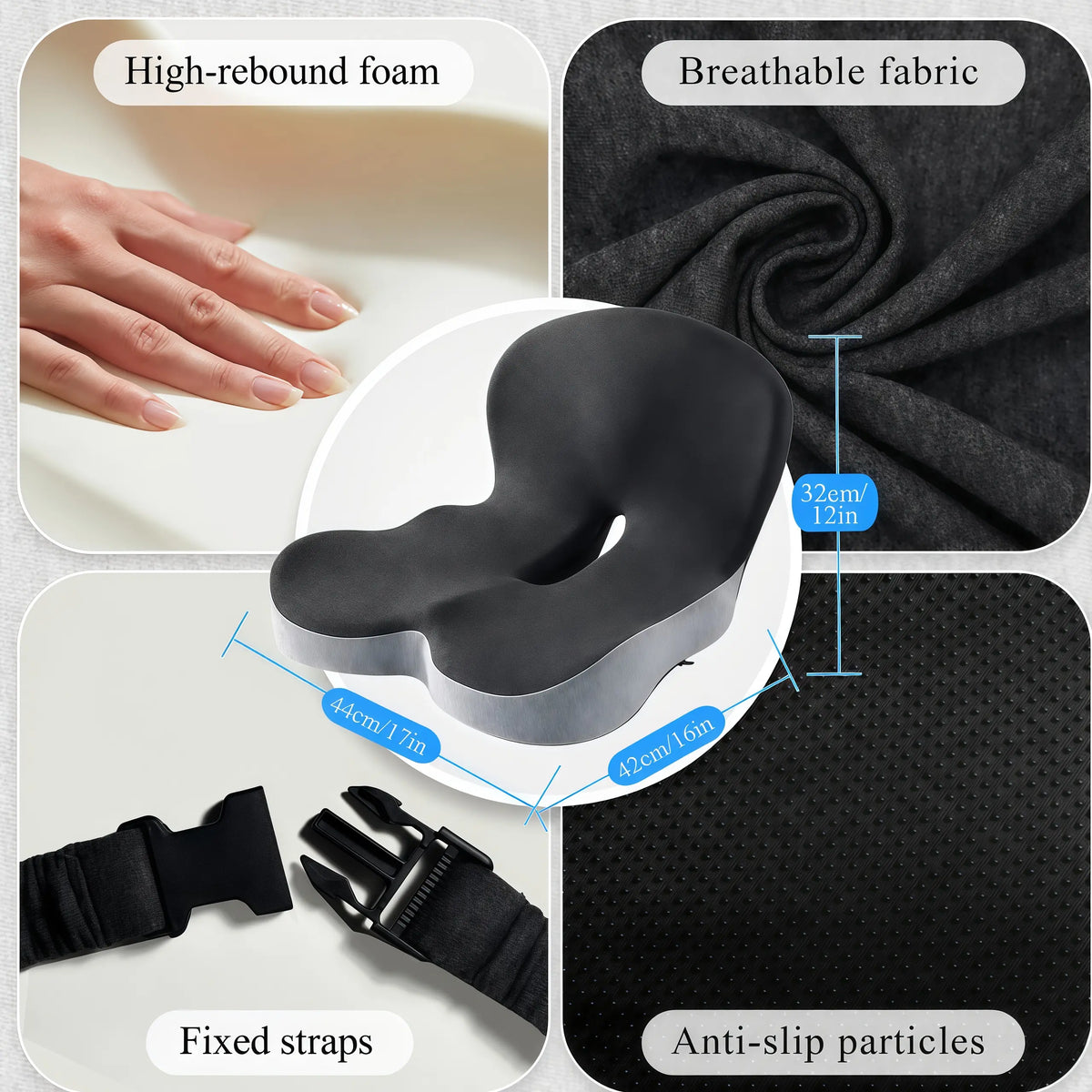 🪑Non-Slip Memory Foam Seat Cushion with Removable Washable Cover