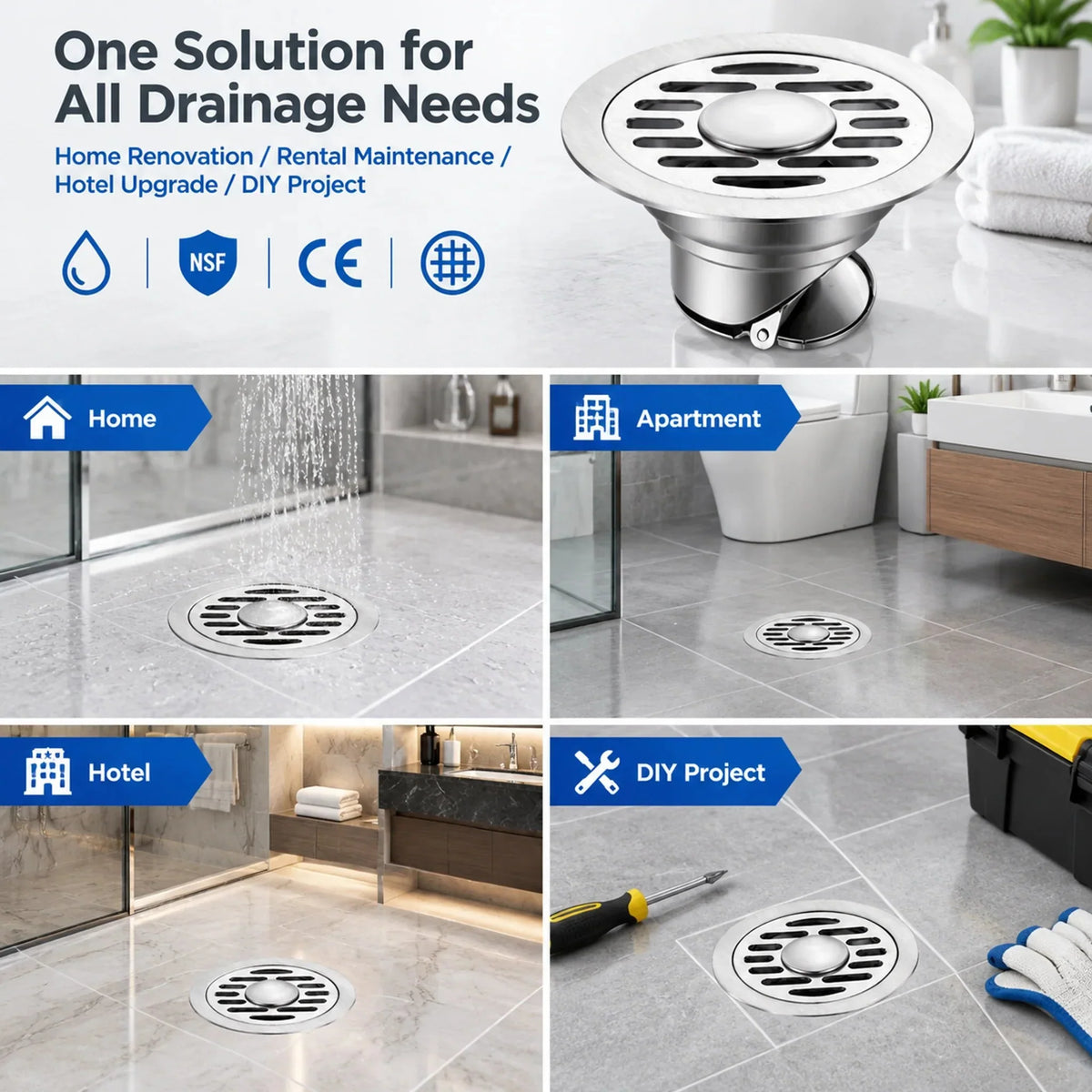 🛁 Thickened Stainless Steel Floor Drain | Anti-Odor & Anti-Pest Design