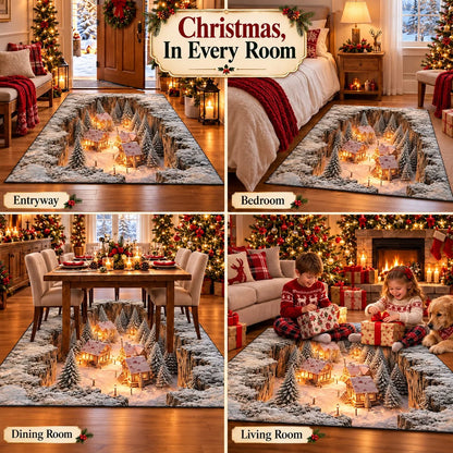 ✨Optical Illusion Christmas Scene Rug | Bring A Hidden Winter Village To Your Floor✨